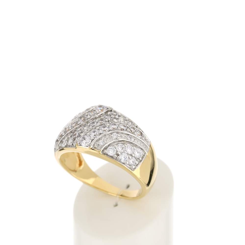 Bague plaqué or 2 tons zirconias - vue 3