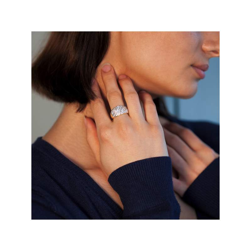 Bague plaqué or 2 tons zirconias - vue porté 1