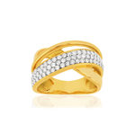 Bague plaqué or entrelacée zirconias - vue 1