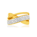 Bague plaqué or entrelacée zirconias - vue 3