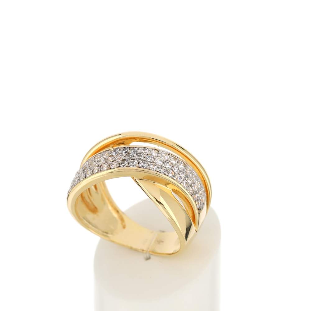 Bague plaqué or entrelacée zirconias - vue 3