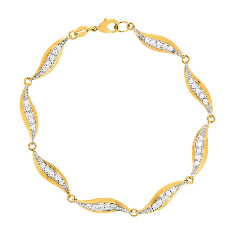 Bracelet plaqué or zirconias 19,5 cm - vue 1