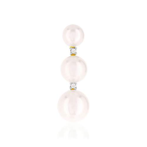 Pendentif or 750 jaune perle japon diamant