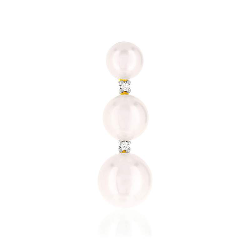 Pendentif or 750 jaune perle japon diamant - vue 1