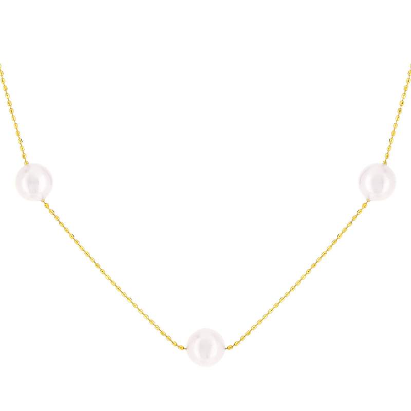 Collier or 750 jaune perles de culture du Japon 45 cm - vue 1