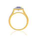 Bague plaqué or rectangulaire pierre imitation bleue et zirconias - vue 2