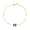 Bracelet plaqué or ovale pierre imitation bleue et zirconias 18 cm - vue V1