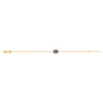 Bracelet plaqué or ovale pierre imitation bleue et zirconias 18 cm - vue 2