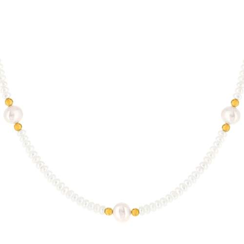 Yellow gold necklace 375 chinese cultured pearls 42 cm