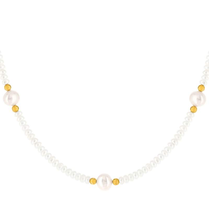 Collier or jaune 375 perles de culture de chine 42 cm - vue 1