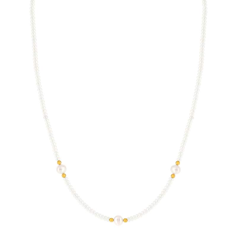 Collier or jaune 375 perles de culture de chine 42 cm - vue 2