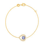 Bracelet plaqué or goutte pierre imitation bleue et zirconias 18 cm - vue 1