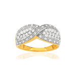 Bague plaqué or croisée zirconias - vue 1