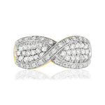 Bague plaqué or croisée zirconias - vue 3