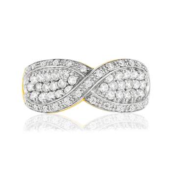Bague plaqué or croisée zirconias