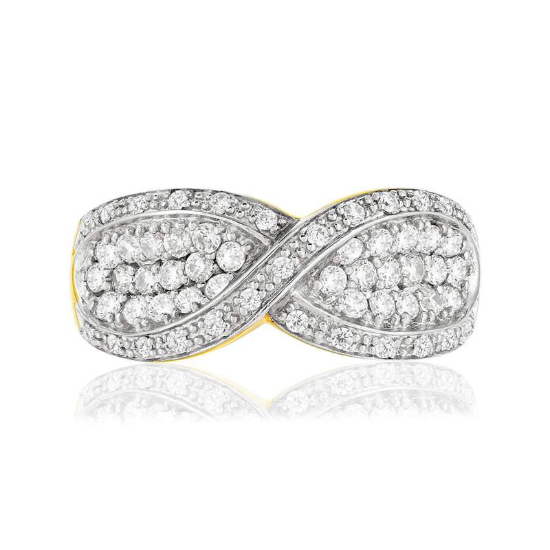 Bague plaqué or croisée zirconias - vue 3