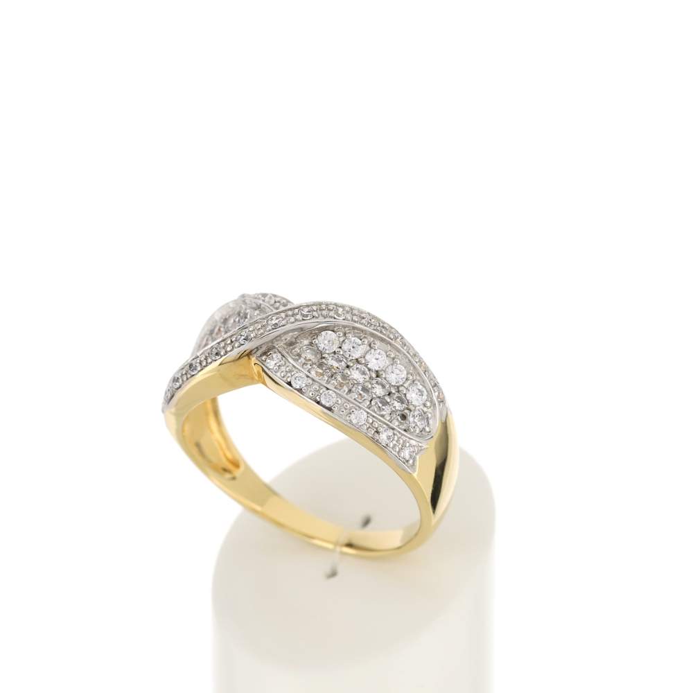 Bague plaqué or croisée zirconias - vue 3
