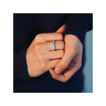 Bague plaqué or croisée zirconias