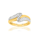 Bague plaqué or zirconias - vue 1