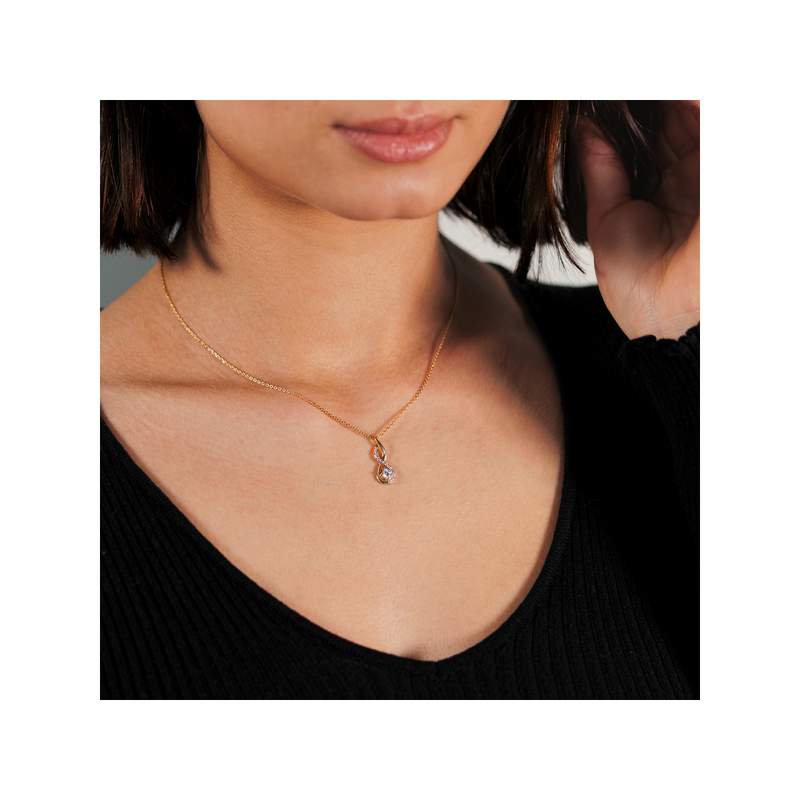 Collier plaqué or zirconias 45 cm - vue porté 1