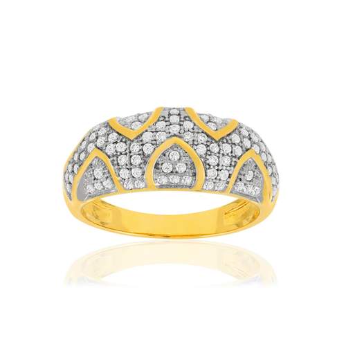 Bague plaqué or zirconias