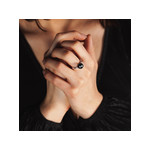 Bague or 750 blanc perle de culture de Tahiti et diamants - vue porté 1