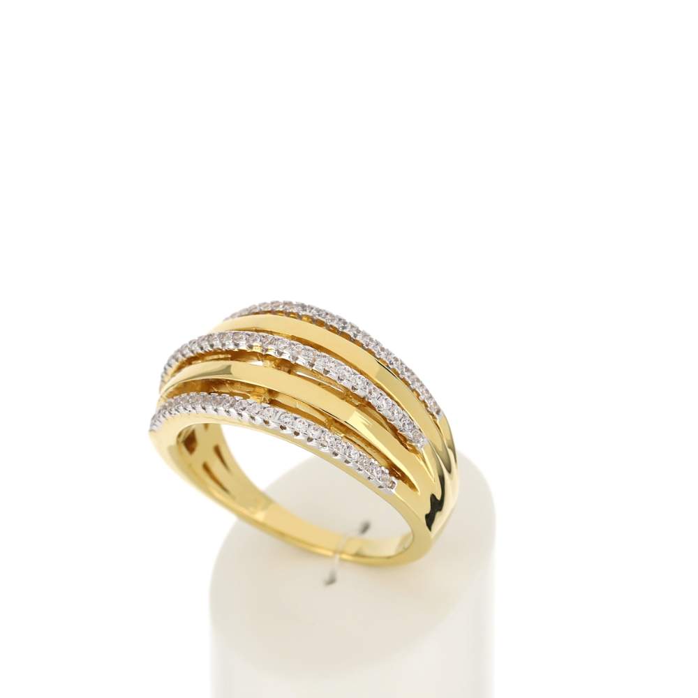 Bague plaqué or multi-anneaux zirconias - vue 3