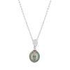 Collier argent 925 perle de culture de Tahiti zirconias 45cm - vue V1