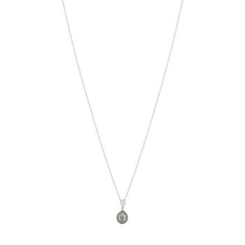 Collier argent 925 perle de culture de Tahiti zirconias 45cm