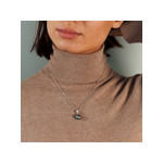 Collier argent 925 perle de culture de Tahiti zirconias 45cm - vue porté 1