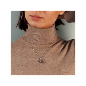 Collier argent 925 perle de culture de Tahiti zirconias 45cm