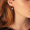 Boucles d'oreilles plaqué or 2 tons pendants grains de café zirconias - vue Vporté 1