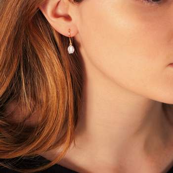 Two-tone gold-plated earrings with coffee bean zirconia pendants