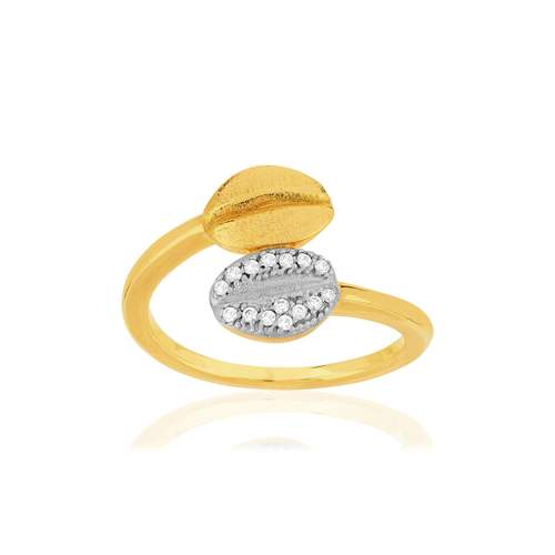 Bague plaqué or 2 tons grains de café zirconias