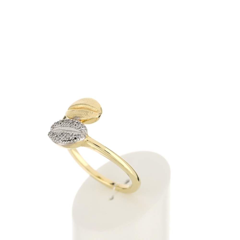 Bague plaqué or 2 tons grains de café zirconias - vue 4