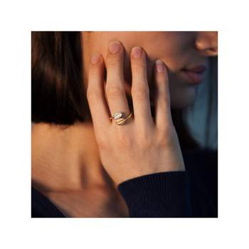 2-tone gold-plated ring coffee beans zirconias
