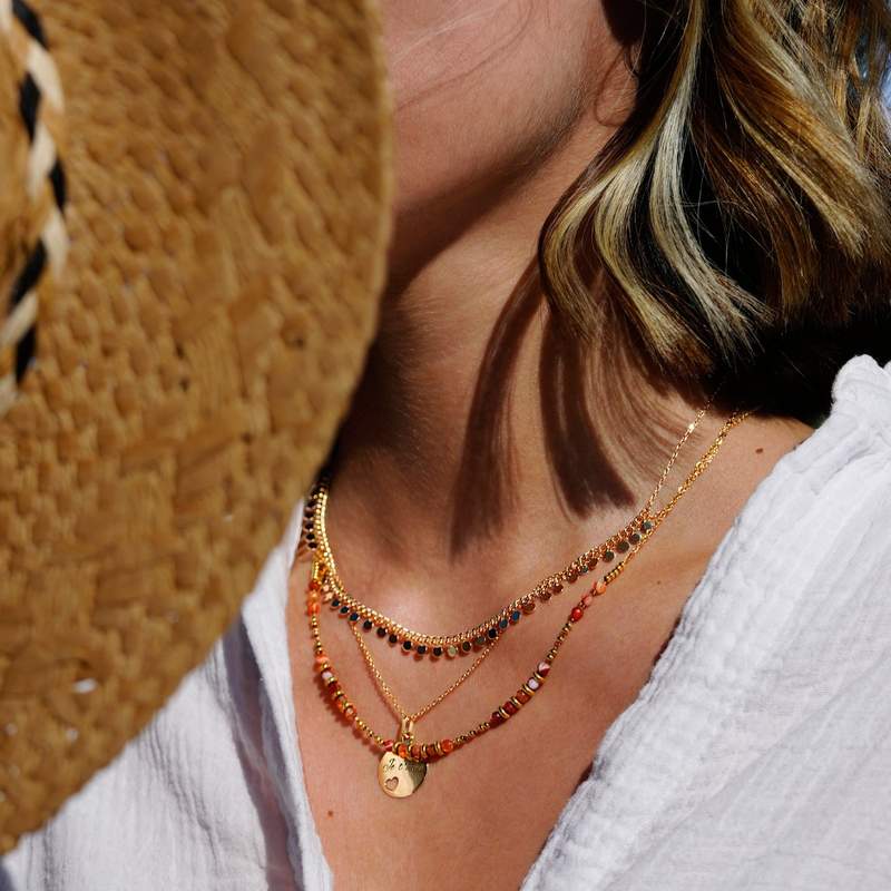 42 cm Gold-Plated Necklace with Pendants - Worn Look 2