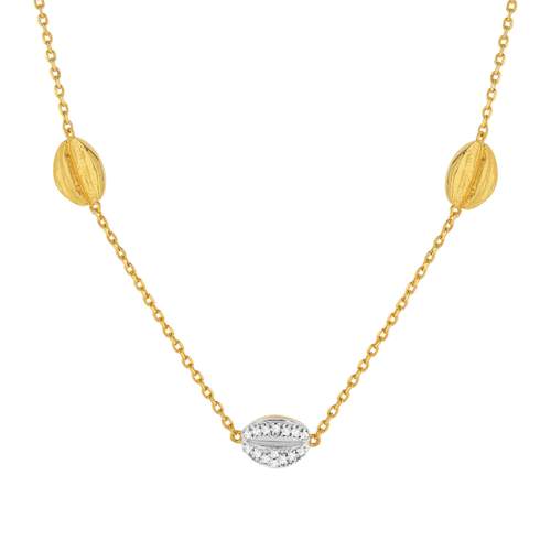 Collier plaqué or 2 tons zirconias grains de café 45 cm