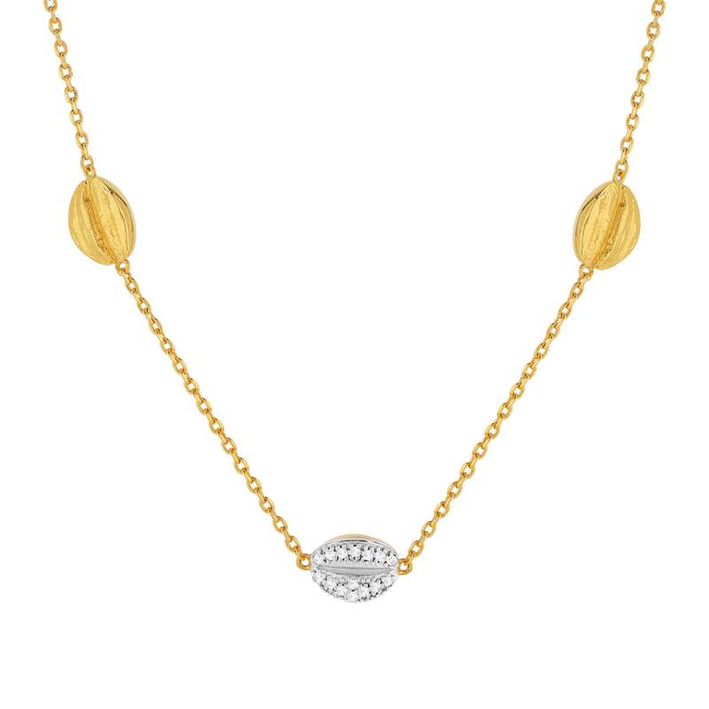 Collier plaqué or 2 tons zirconias grains de café 45 cm - vue 1