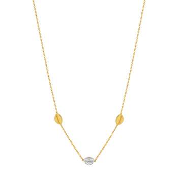 Collier plaqué or 2 tons zirconias grains de café 45 cm