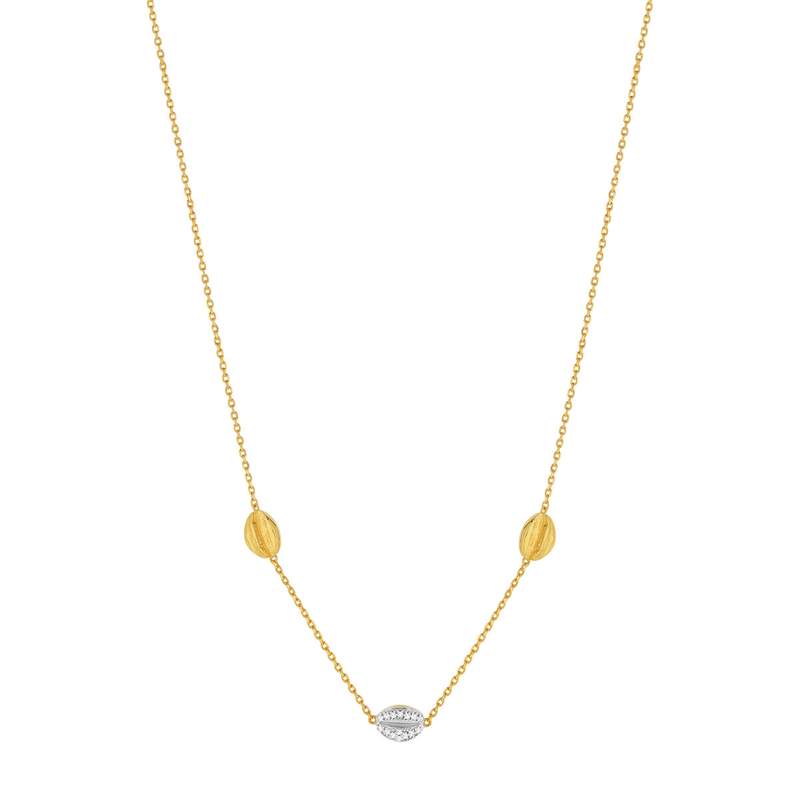 Collier plaqué or 2 tons zirconias grains de café 45 cm - vue 2