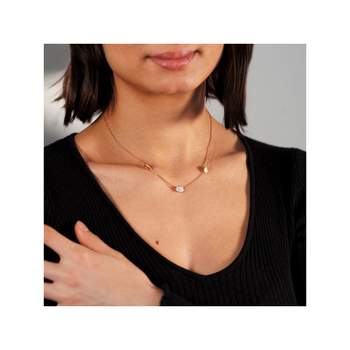 Collier plaqué or 2 tons zirconias grains de café 45 cm