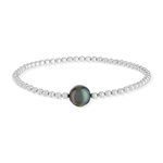 Bracelet argent 925 perle de cuture de Tahiti 18,5 cm - vue 1