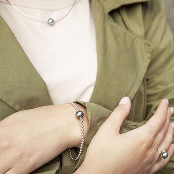 925 zilveren armband met Tahitiparel 18,5 cm