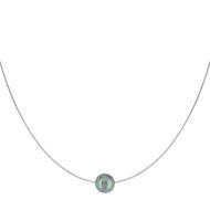 Collier argent 925 oméga perle de culture de Tahiti 45 cm