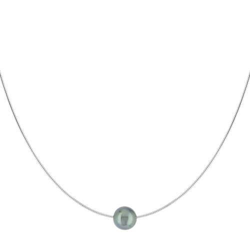 Collier argent 925 oméga perle de culture de Tahiti 45 cm