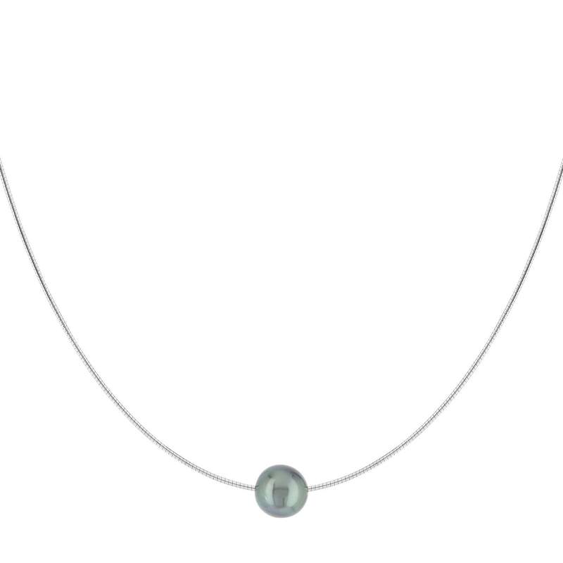 Collier argent 925 oméga perle de culture de Tahiti 45 cm - vue 1