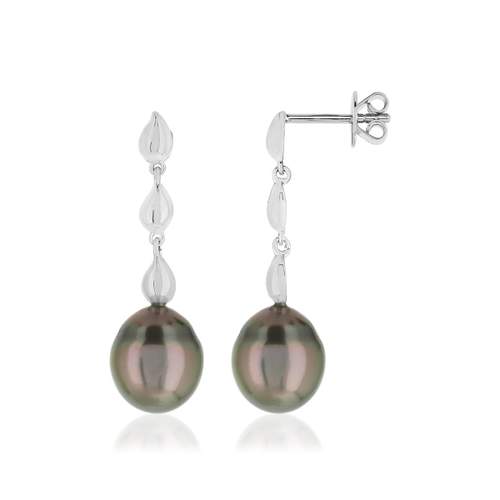 Boucles d'oreilles argent 925 pendants perles de culture de Tahiti