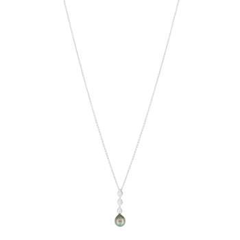 Silver necklace 925 Tahitian cultured pearl 45 cm