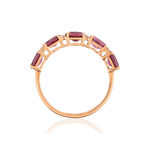 Bague or 375 rose grenats rhodolites ovales et diamants - vue 2